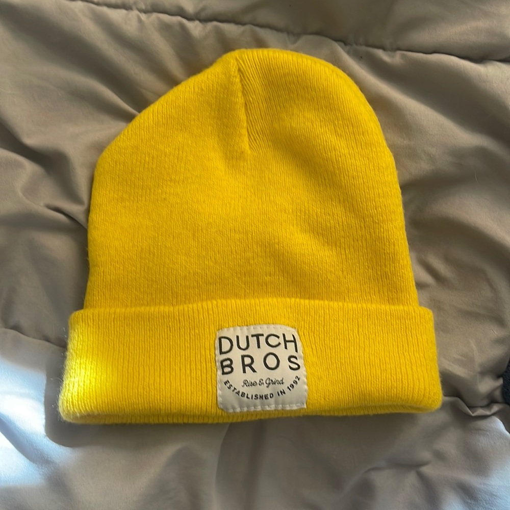 Yellow Dutch bros beanie